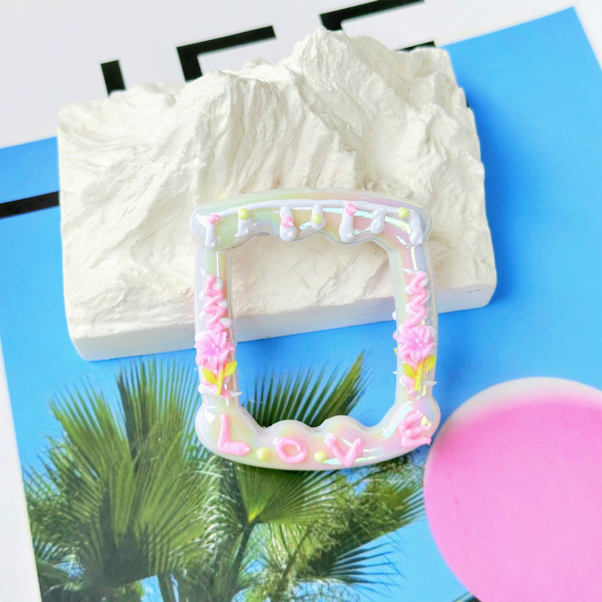 Wholesale 5pcs 3mm Full Diamond Flower Photo Frame Special Shaped Hand-painted Beads